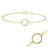 Gold Plated Twisted Circle Silver Anklet ANK-212n-GP